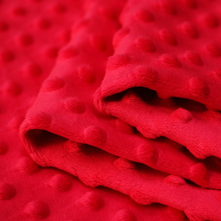 MINKY WELUR KROPKI 380 CZERWONY