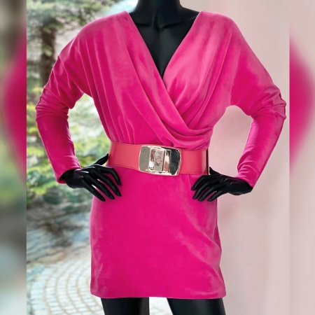 DZIANINA WELUROWA FUKSJA