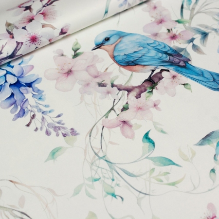 TKANINA DEKORACYJNA NIEBIAŃSKI ŚPIEW PTAKÓW