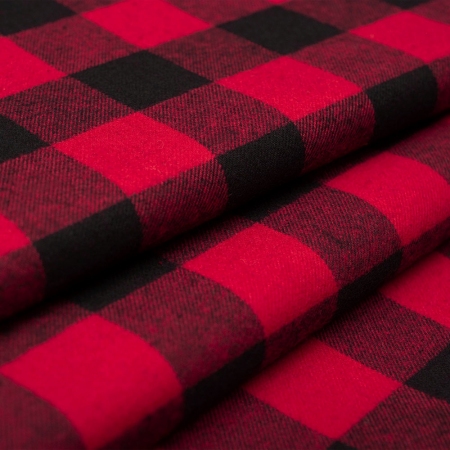 TKANINA FLANELA KRATKA BUFFALO CZERWONA (2,5cm)