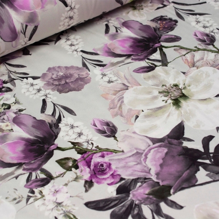 TKANINA DEKORACYJNA WELUR KWIECISTA DOLINA W FIOLECIE