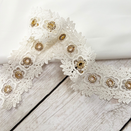 TAŚMA KORONKA GIPIUROWA ECRU WIANEK No.19