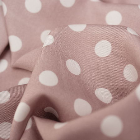 TKANINA WISKOZA GROSZKI PUDROWY RÓŻ (1,4 cm)