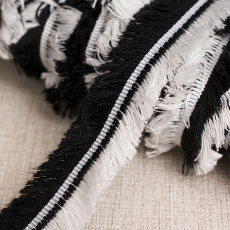 TAŚMA OZDOBNA FRINGLE BLACK&WHITE