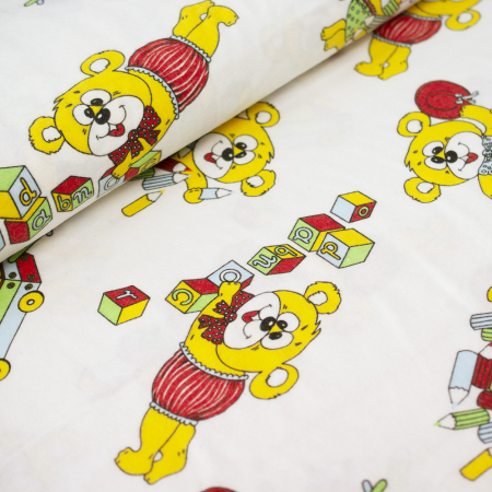 TKANINA FLANELA ŻÓŁTE MISIE